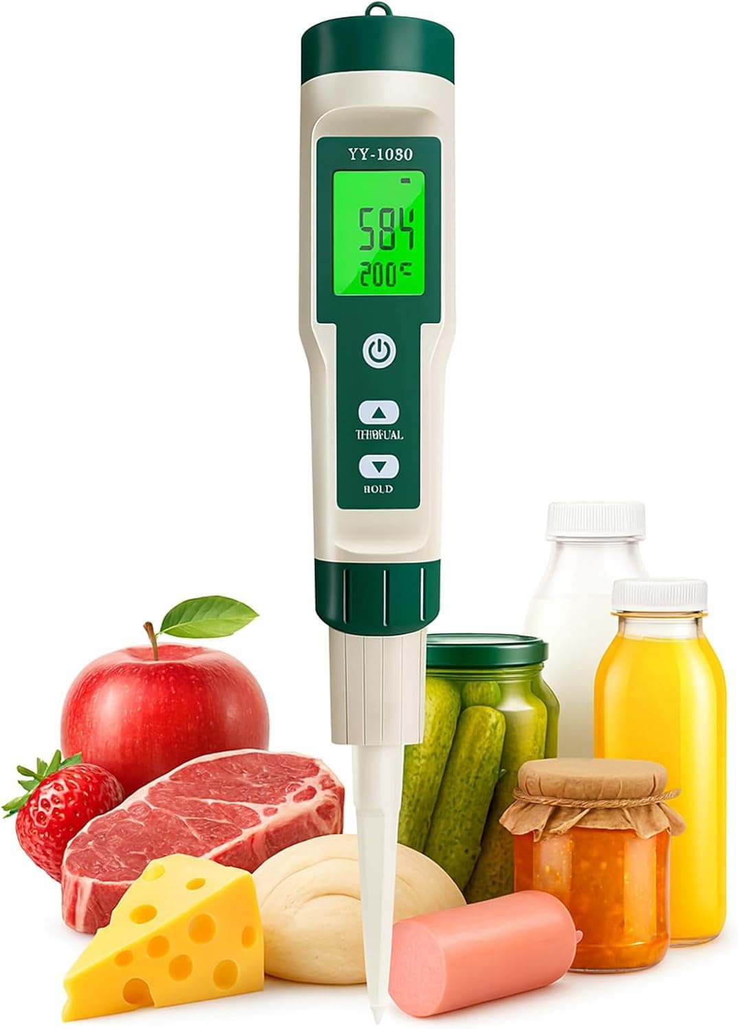 Digital pH Meter for Food, pH Tester Probe for Sourdough Bread Dough, Meat, Cheese, Fruit, Cosmetics, Water, Test Kit Pen with ATC