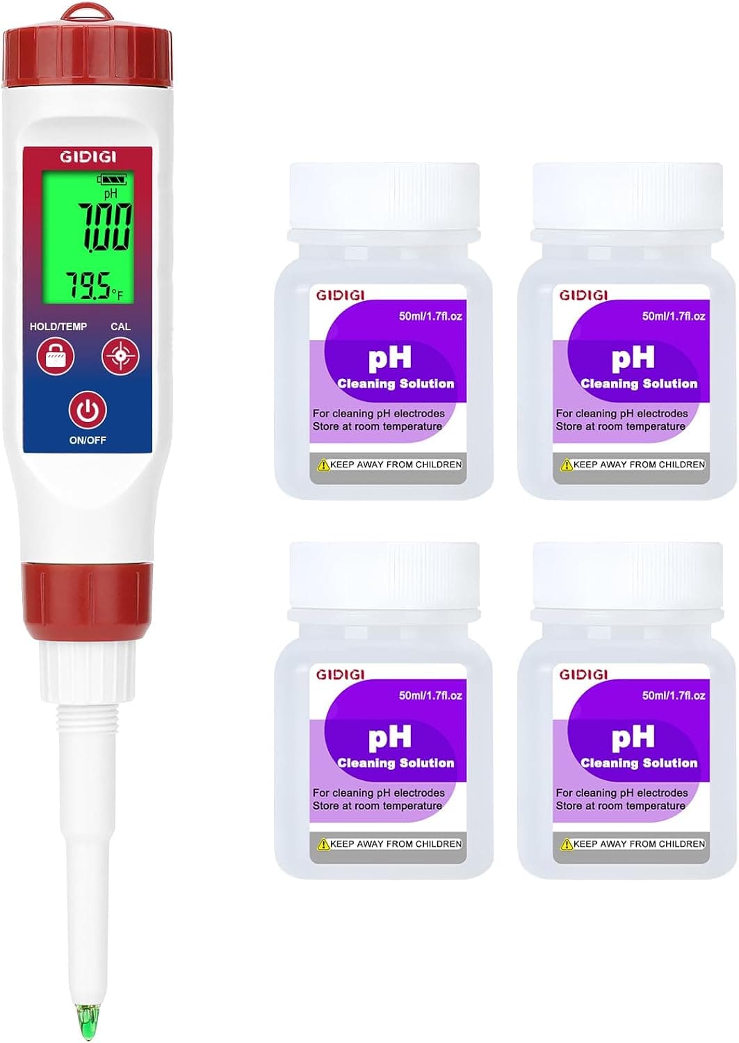 Smart pH Meter for Food, GIDIGI Digital Food pH Tester, Accurate Canning pH Test Kit with ATC, Spear pH Probe for Bread Cheese Sushi Rice Sourdough