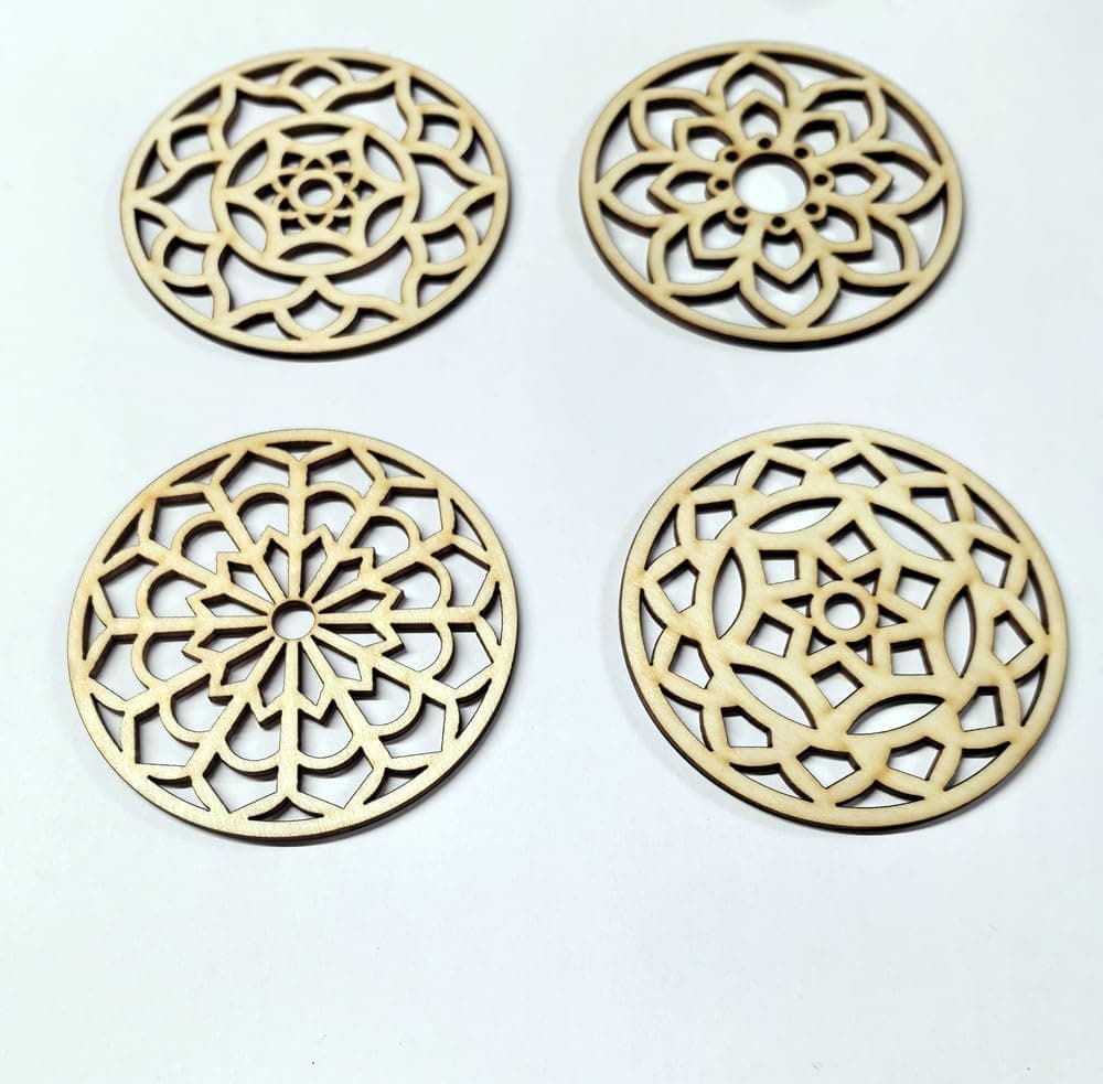 Sourdough Bread Stencil Set, 4 Pack Laser-Cut Wooden Mandala Stencils for Artisan Bread Scoring, Flour Dusting & Decor (Natural Wood)